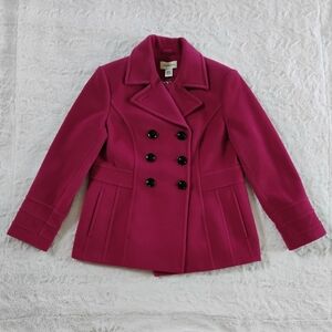 St. John's Bay Wool Cashmere Blend Fushcia Pink Peacoat